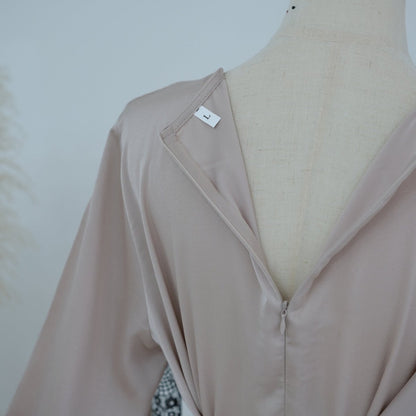 Lace Splice Satin Maxi Dress with Fixed Cape(MS438)