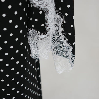 Lace Splice Satin Maxi Dress with Fixed Cape(MS438)