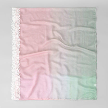 Lace Trim Print Hijab Shawl(MH224)