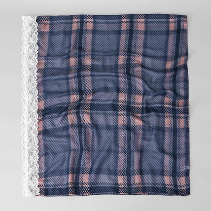 Lace Trim Print Hijab Shawl(MH224)