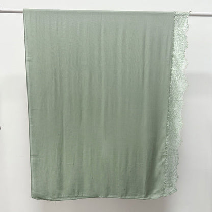 Lace Trim Rayon Hijab Scarf(MH211)