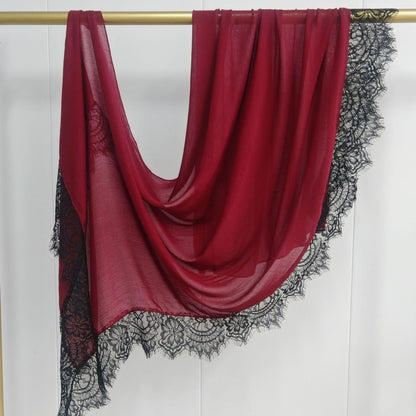 Lace Trim Rayon Hijab Scarf(MH211)