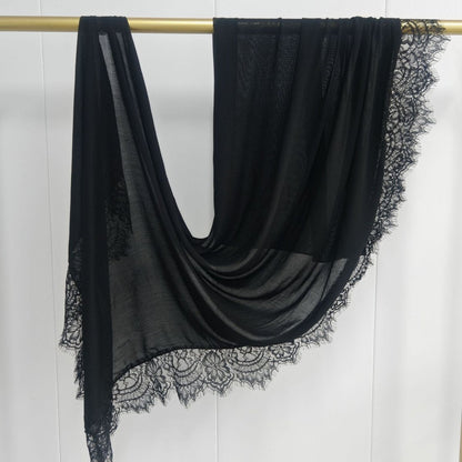 Lace Trim Rayon Hijab Scarf(MH211)