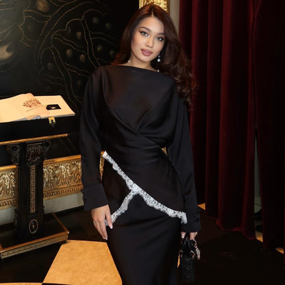 Lace Trim Wrap Top & Maxi Skirt Set (MS390)