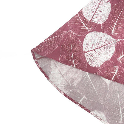 Leaf Print Chiffon Dress with Pleated Skirt (MA405)