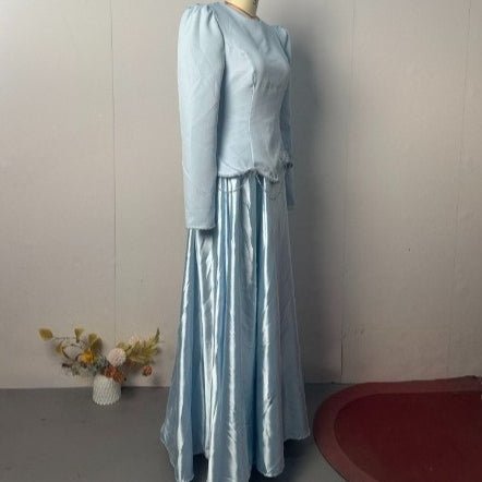 Light Blue Structured Shoulder Dress Set(MS298)