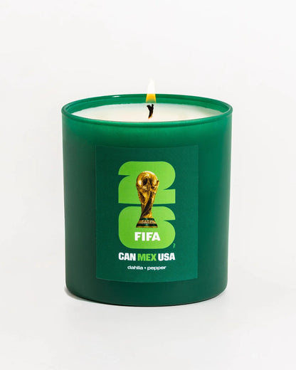 FIFA World Cup 2026 Mexico-themed candles by Literie Candles, featuring vibrant colors and World Cup design for decorative use.