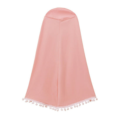 Little Muslimah Girls Dress & Hijab Set with Pom-Pom Trim (MKG028)