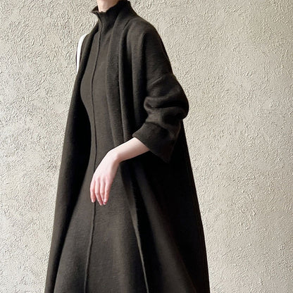 Long Knit Cardigan With Turtleneck Inner Dress For Autumn & Winter (MS177)