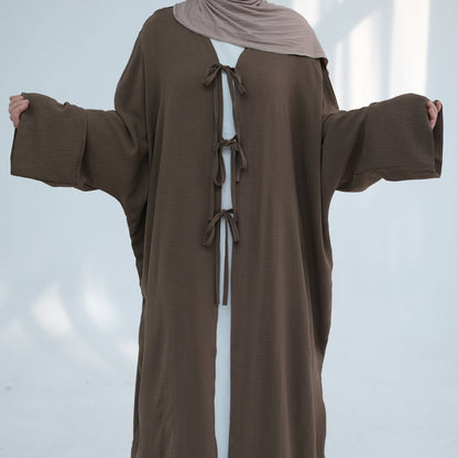 Loose Lace-Up Kimono Open Abaya (MOA107)