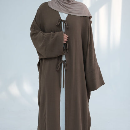 Loose Lace-Up Kimono Open Abaya (MOA107)