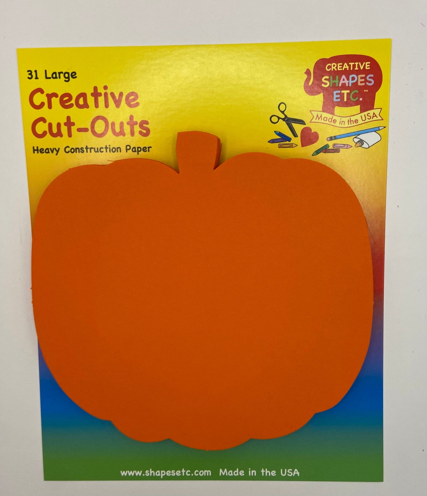 SHAPES ETC. Large Single Color Cut-Out - Orange Pumpkin