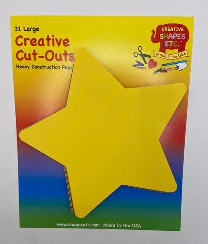 SHAPES ETC. Star Assorted Color Creative Cut-Outs- 5.5"
