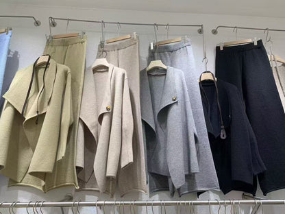 Luxe Knit Blazer & Wide-Leg Pants Set(MS197)