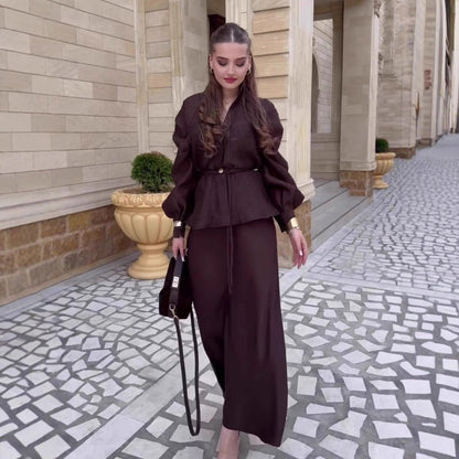 Luxe Satin Wrap Top & Maxi Skirt Set(MS186)