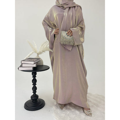 Luxury Bubble Sleeve Abaya Dress | Muslim Elegant Evening Wear Glossy Modest Robe (MA245)