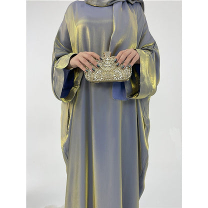 Luxury Bubble Sleeve Abaya Dress | Muslim Elegant Evening Wear Glossy Modest Robe (MA245)