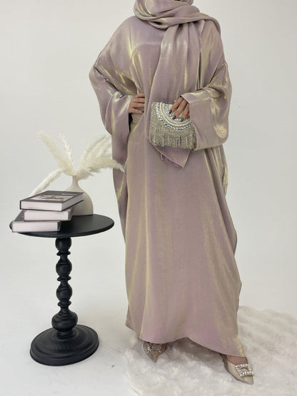 Luxury Bubble Sleeve Abaya Dress | Muslim Elegant Evening Wear Glossy Modest Robe (MA245)
