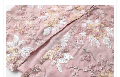 Luxury Embroidered Floral Jacket & Skirt Set(MS307)