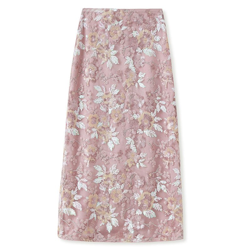 Luxury Embroidered Floral Jacket & Skirt Set(MS307)
