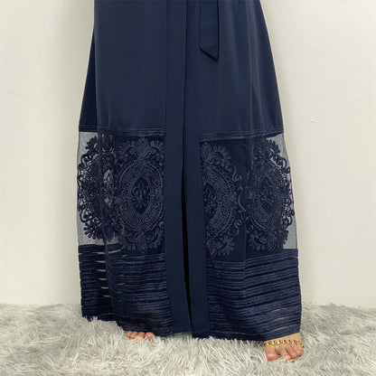 Luxury Embroidered Mesh Cardigan Abaya Dress (MOA161)