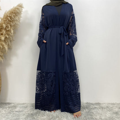 Luxury Embroidered Mesh Cardigan Abaya Dress (MOA161)