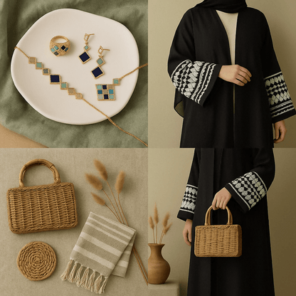 Celeste Geometric Gemstone Jewelry Set | Islamic Blue Stone Jewelry Set (MAC253)