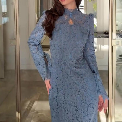 Luxury Lace Dress with Bell Sleeves(MS339)