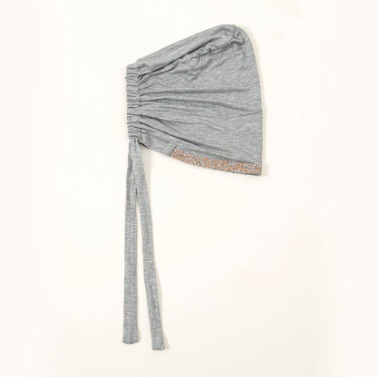 Luxury Mercerized Cotton Hijab Cap Crystal-Embellished Elastic Lace-Up Undercap with Breathable Design (MH115)