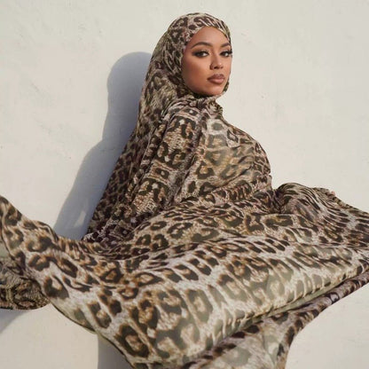 Luxury Premium Silk-Like Printed Hijab Scarf | 180x85cm Large Rectangle Hijab(MH146)