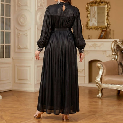 Luxury Rhinestone Collar Maxi Dress(MA440)
