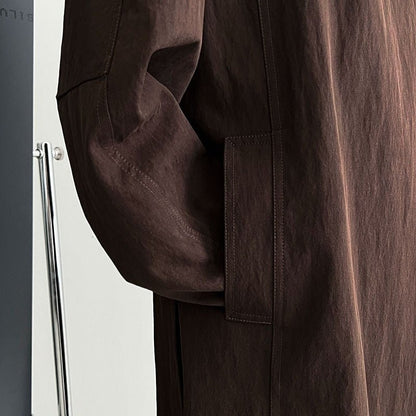 Luxury Stand Collar Coat | Single Button Mid-Length Trench (MS148)