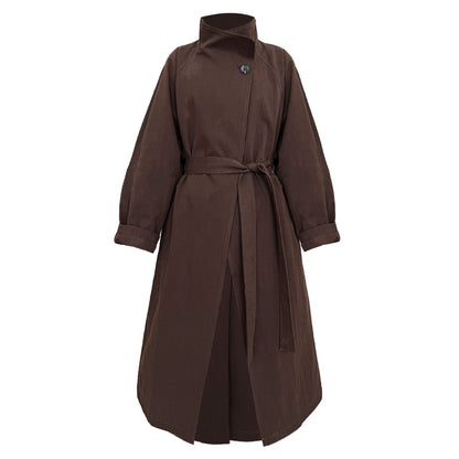 Luxury Stand Collar Coat | Single Button Mid-Length Trench (MS148)