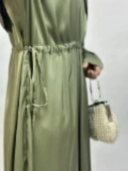 Armani Abaya: Perfect Satin Abaya With A Drawstring (MA039)