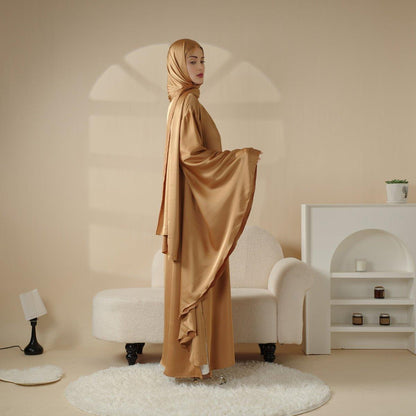 Luxury Satin Floaty Kaftan Abaya With Matching Hijab (MA054)