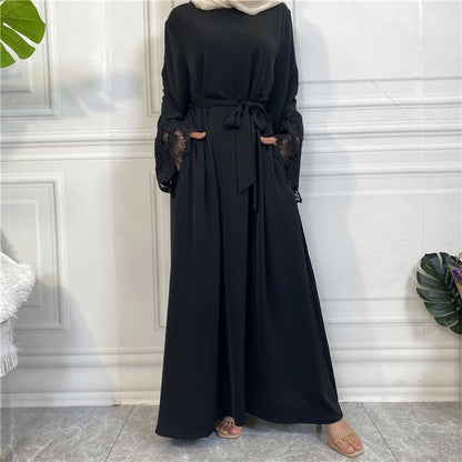 Floral Lace Zip Abaya (MA060)