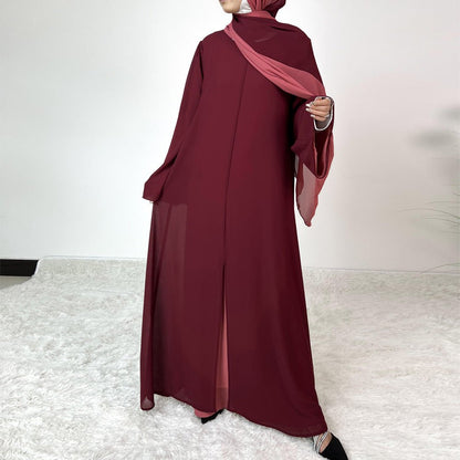 Patchwork Color Clash Abaya 2-Piece Set (MA100)