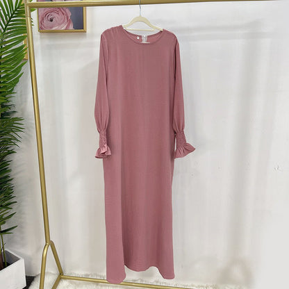 Elasticated Sleeve Abaya | Solid Colour Crepe Abaya With Elasticated Sleeve (MA107)