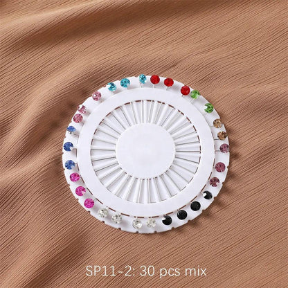MAC020 Hijab Pin, 30pcs Colorful Crystal Hijab Pins