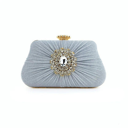 MAC033 Women's Pleated Craft Rhinestone Bag