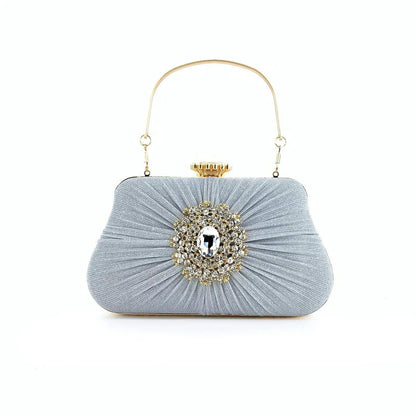 MAC033 Women's Pleated Craft Rhinestone Bag