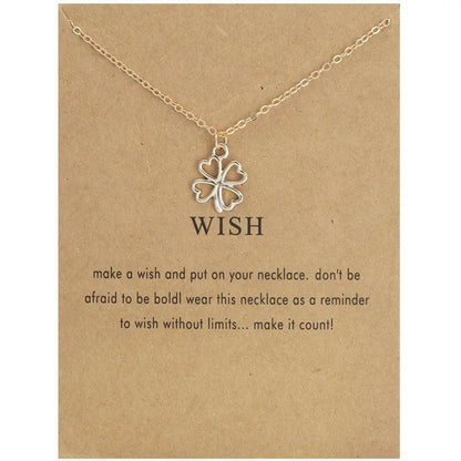 MAC041 Platinum plated Four Leaf Clover Pendant Necklace