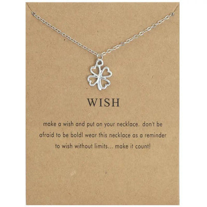 MAC041 Platinum plated Four Leaf Clover Pendant Necklace