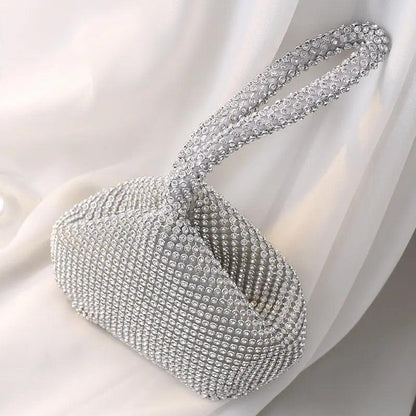 MAC057 Handbag Rhinestones Heart Shape Shiny Handmade Small Evening Bag
