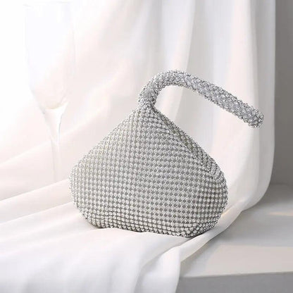 MAC057 Handbag Rhinestones Heart Shape Shiny Handmade Small Evening Bag