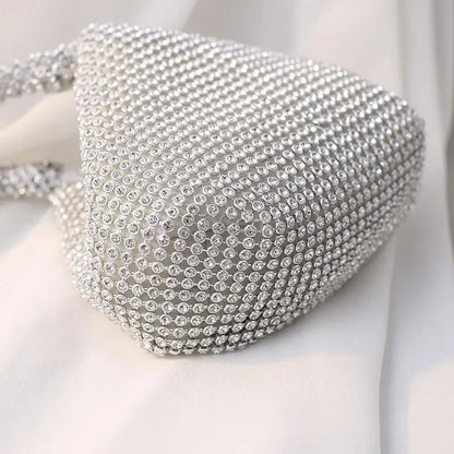 MAC057 Handbag Rhinestones Heart Shape Shiny Handmade Small Evening Bag