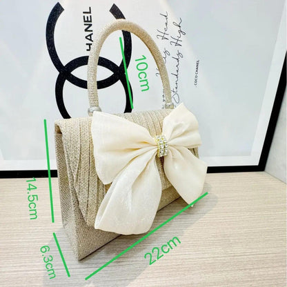 MAC060 White Bowknot Portable Shoulder Bag Big Bow Design Underarm Bags