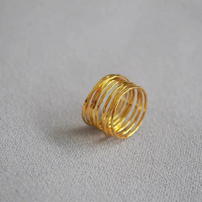 MAC067 Metallic Gold Zircon Ring 3-Piece Set