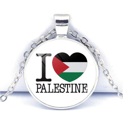 MAC076 Time Gem Palestine keffiyeh Anti-War Peace Pendant Necklace