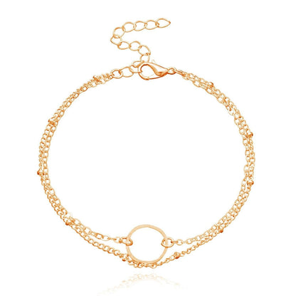 MAC085 Fashionable GeometricHollow Ring Simple Double Layer Bracelet